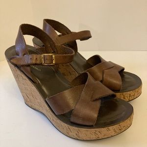 Kork-Ease “The Original Handmade Sandals”. Brown Leather Wedge W/Cork Sole 7